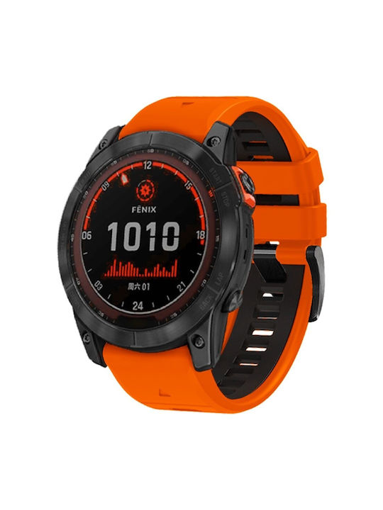 Silicone Strap Quickfit Garmin Fenix 22mm Orange Black