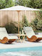Deckchair Double Wooden with Cushion Beige 2pcs 60x154x74cm.