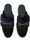 Leather Mules with Heel in Black Color
