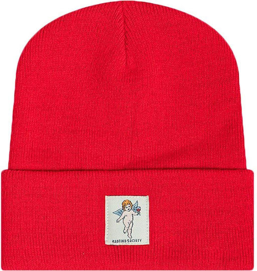 Beanie Unisex Σκούφος Πλεκτός σε Κόκκινο χρώμα