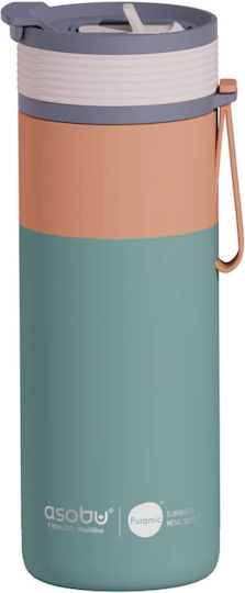 Asobu Μπουκάλι Θερμός Ανοξείδωτο 600ml Pastel Green με Καλαμάκι