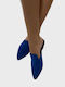 Leather Mules with Low Heel in Blue Color