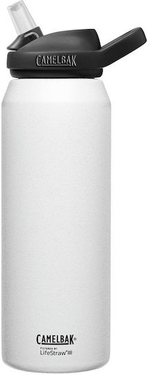 Бутилка Термос Неръждаема Стомана Без BPA 1л Lifestraw Филтър Бял