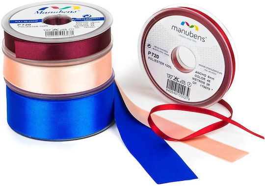 Satin Double Face Ribbon Manubens 720 Pack 25 Meters Size 8mm 720/8 46 Red