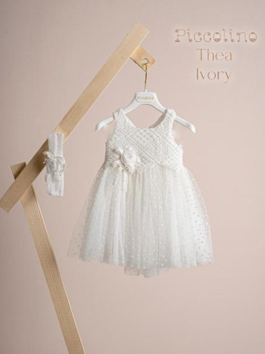 Piccolino Thea Εκρού Φόρεμα Βάπτισης
