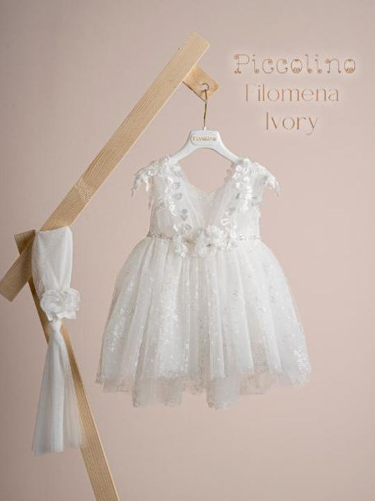 Piccolino Filomena Εκρού Φόρεμα Βάπτισης