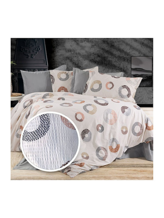 Pucioasa Set Husă de Pilotă Bumbac Single cu Față de Pernă & 1 Cearsaf 160x220 Brown/gray