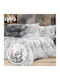 Pucioasa Set Husă de Pilotă Bumbac Semi-dublă cu Față de Pernă & 1 Cearsaf 180x220 Gray Twig And Bud