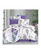 Pucioasa Set Husă de Pilotă Bumbac Single cu Față de Pernă & 1 Cearsaf 160x220 Lavanda