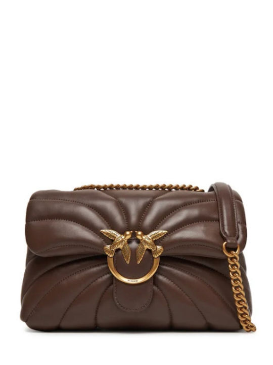 Pinko Love Puff Classic Leather Women's Bag Shoulder Marrone