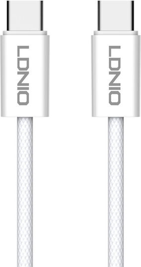 Ldnio USB 2.0 Cable USB-C male - USB-C 65W Λευκό 2m