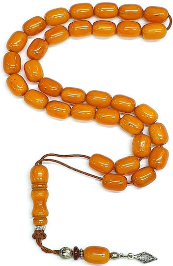 Roloi Komboloi Resin Worry Beads with 33 Beads Orange 42cm