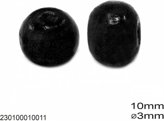 230100010 Holzperle 10mm Loch 3mm 10 Stück Schwarz 10 Stück