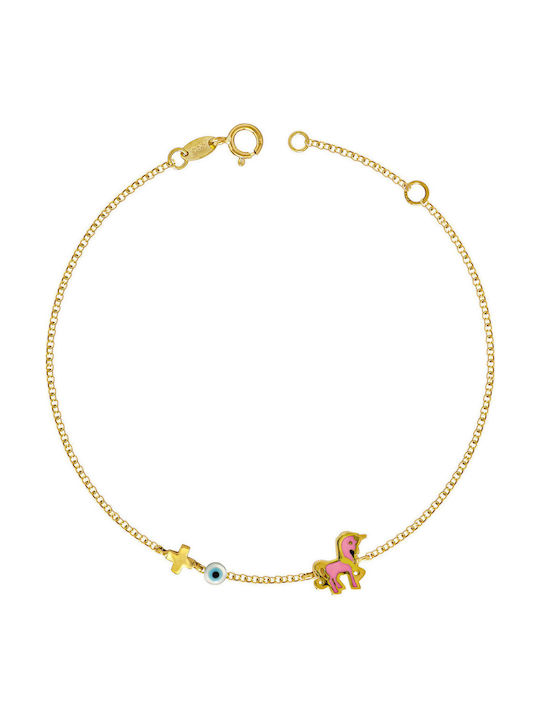Kiriakos Gofas Παιδικό Βραχιόλι Αλυσίδα από Χρυσό 14K