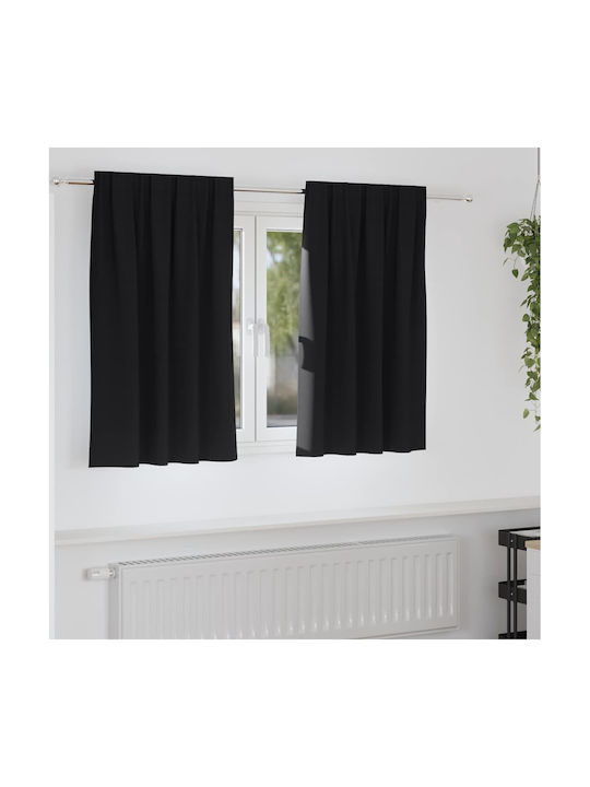 vidaXL Blackout Window Curtain Set with Pencil Pleat Black 140x140cm