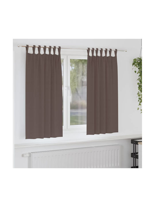vidaXL Set Curtains Blackout Window with Tab Top Brown 140x175cm