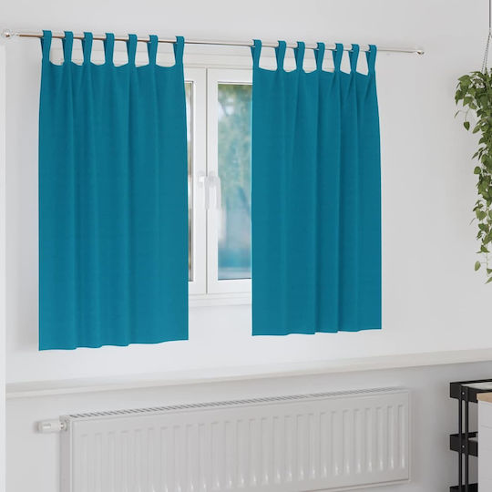 vidaXL Set Of Turquoise Blackout Window Curtains With Tab Top 140x140cm