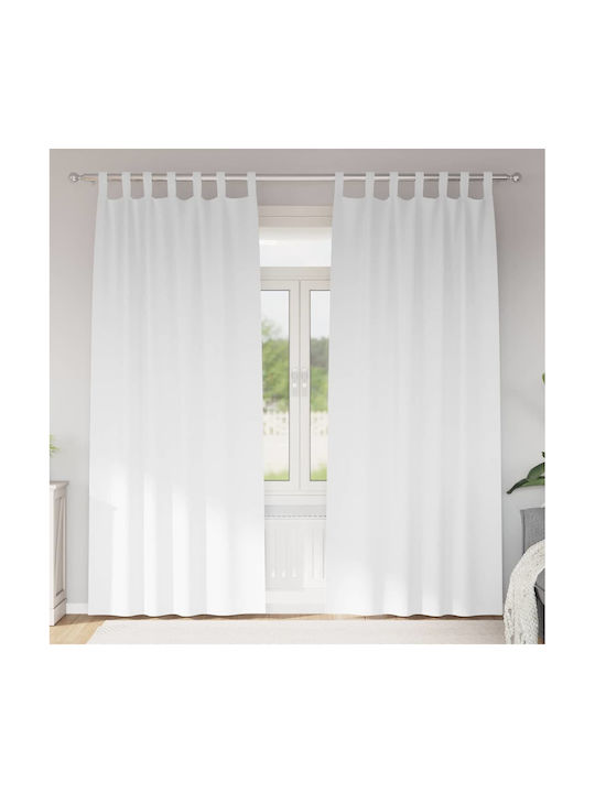 vidaXL Set of White Blackout Window Curtains wi...