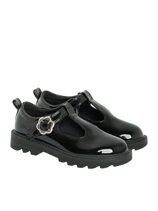 Kinder Pumps & Ballerinas mit verstellbarer Metallschließe Lackleder Schwarze