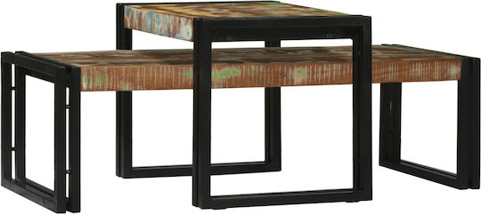 vidaXL Rectangular Solid Wood Coffee Table Brown 2 Pieces M48xW40xH40cm