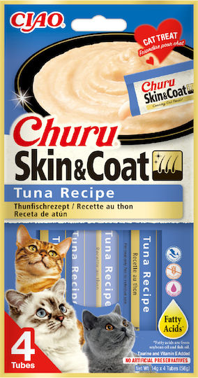 Inaba Churu Katzenleckerlis Haut & Fell Cremige Katzenleckerei mit Ton 56gr