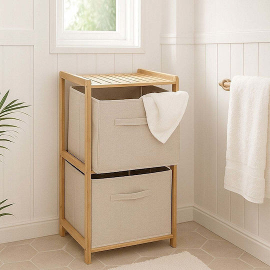 Floor Bathroom Shelf Wooden 34.7x33x77.5cm White
