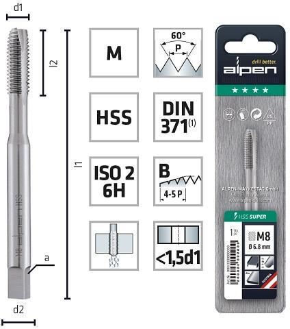 Burghiu Prin Filet Metric Alpen Din371 P1.75 M12