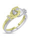 Fa Cad'oro Ring with Zircon made of Silver Gold Plated