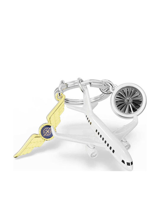 Metalmorphose Keychain Mtm372-01 Airplane Badge & Engine Key Ring