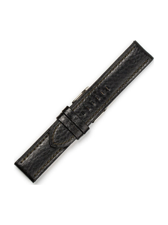 KOSTELO Δερμάτινο Λουράκι Μαύρο 22mm