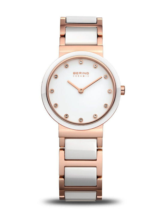 Bering Time Women's Watch with Pink Gold Metal Bracelet