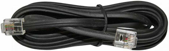 Eucom Flat Telephone Cable RJ11 6P4C 10m Black (10-100-0041Μ-Μ)
