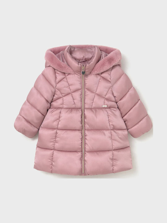 Mayoral Kids' Casual Jacket Long with Hood Pink