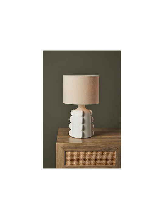 Ostaria Ceramic Table Lamp for Socket E14 with Beige Shade and Base