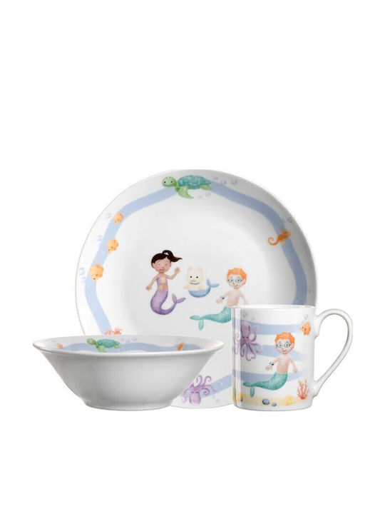 Leonardo Чиния Плитко от Порцелан Light Blue 3бр
