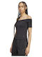 Women's Summer Crop Top Off-Shoulder Cotton Short Sleeve Black
