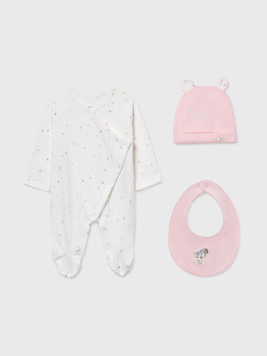 Mayoral Baby Bodysuit Set Long-Sleeved Pink 3pcs