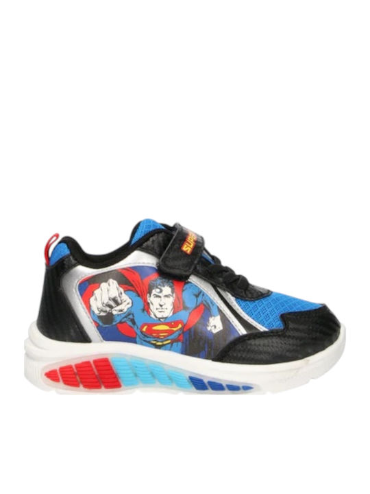 Παιδικά Sneakers Ανατομικά με Σκρατς & Φωτάκια Μαύρα