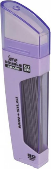Mechanical Pencil Lead Refills 80 Pieces 0.7 2B Purple Erasers Double Serve
