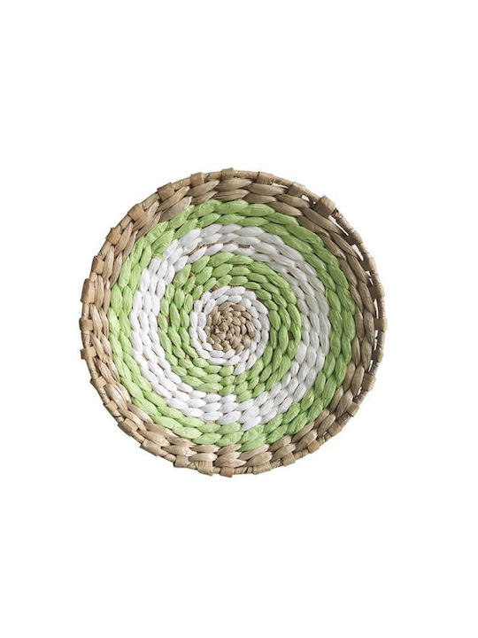 Next Wall Decor Plate Boho Natural White Green Wicker Material 30x30cm