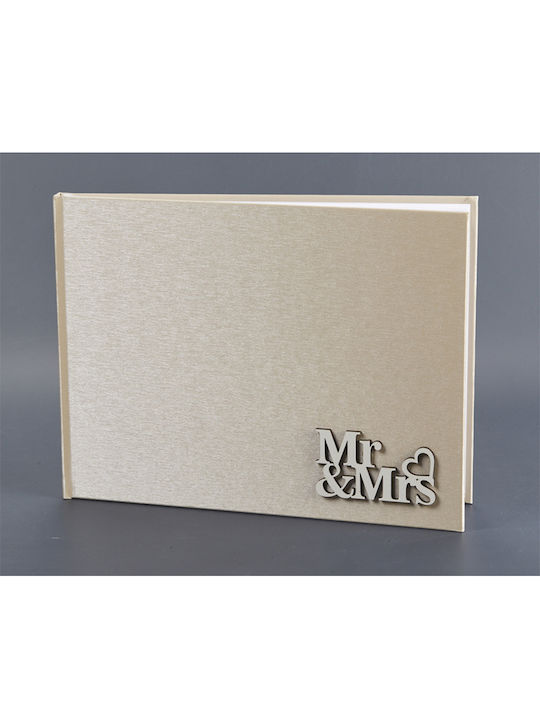 Hochzeitswunschbuch Holzschild ''mr & Mrs'' Mocca