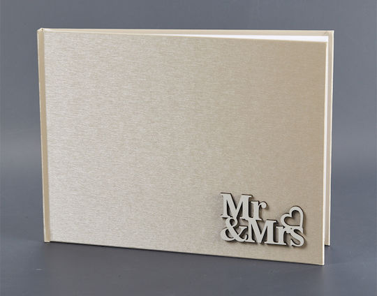 Βιβλίο Ευχών Ξύλινη Επιγραφή ''mr & Mrs'' Μόκα