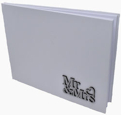 Hochzeitswunschbuch Holzschild ”mr & Mrs” Weiß