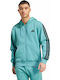 Essentials 3-stripes Ζακέτα με Κουκούλα Πετρόλ