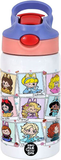 Koupakoupa Labubu Kinder Trinkflasche Rostfreier Stahl mit Stroh Rosa 350ml