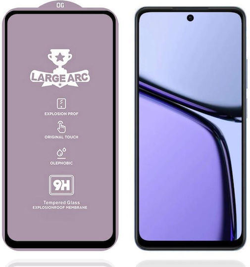 Realme C65 9h 0.4mm Висок Алуминиев Голям Арков Закалено Стъкло Филм