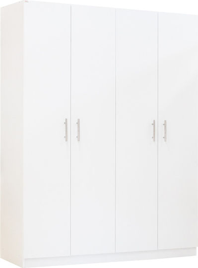 Luna Τετράφυλλη Ντουλάπα 140x47x182cm Λευκή