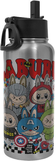 Koupakoupa Labubu Superheroes Thermos Bottle Stainless Steel / Plastic BPA Free 950ml Silver