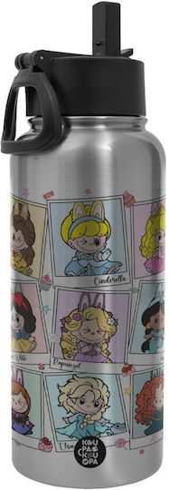 Koupakoupa Labubu Stainless Steel / Plastic Thermos Bottle BPA Free 950ml Silver