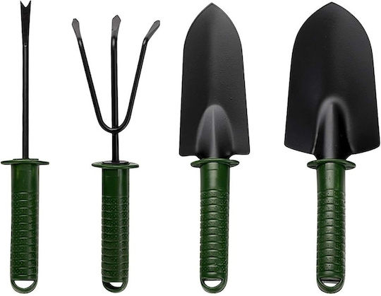 Satz 4 Kleine Gartenwerkzeuge Metall Rutschfester Griff Leicht Zu Verstauen Schwarz